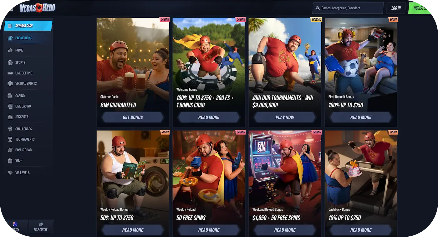 vegashero casino bonuses